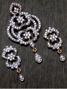 CZ Pendant With Earrings